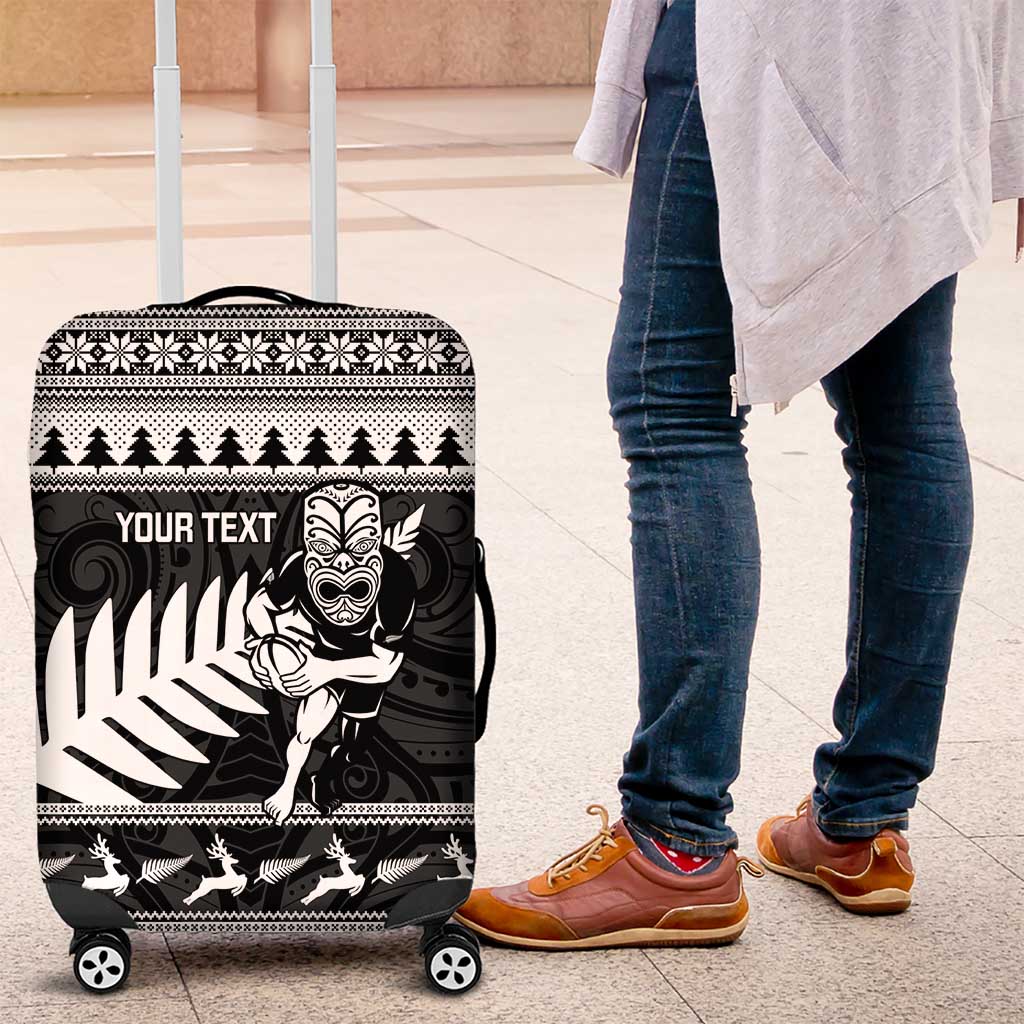New Zealand Christmas Rugby Personalised Luggage Cover Meri Kirihimete All Black Maori - Aussie Hoodie