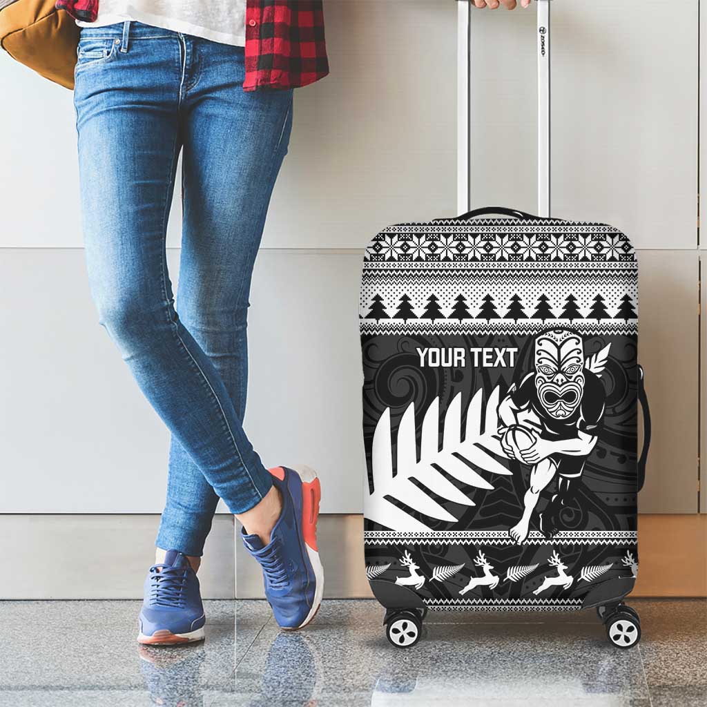 New Zealand Christmas Rugby Personalised Luggage Cover Meri Kirihimete All Black Maori - Aussie Hoodie