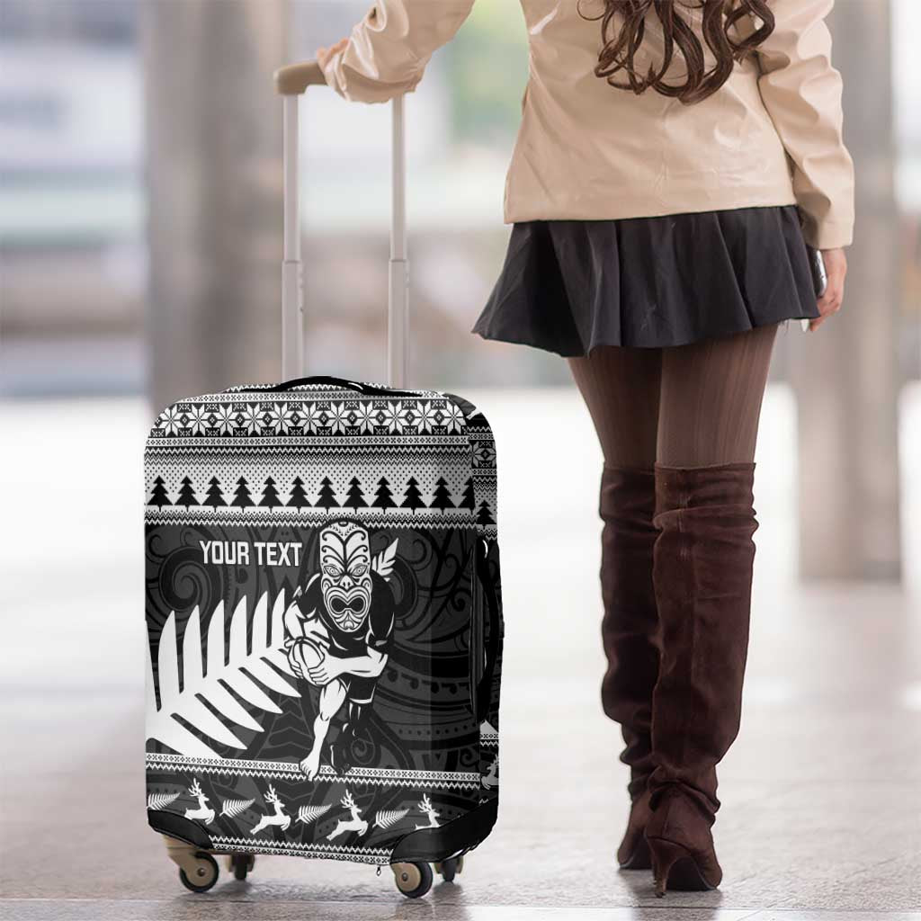 New Zealand Christmas Rugby Personalised Luggage Cover Meri Kirihimete All Black Maori - Aussie Hoodie