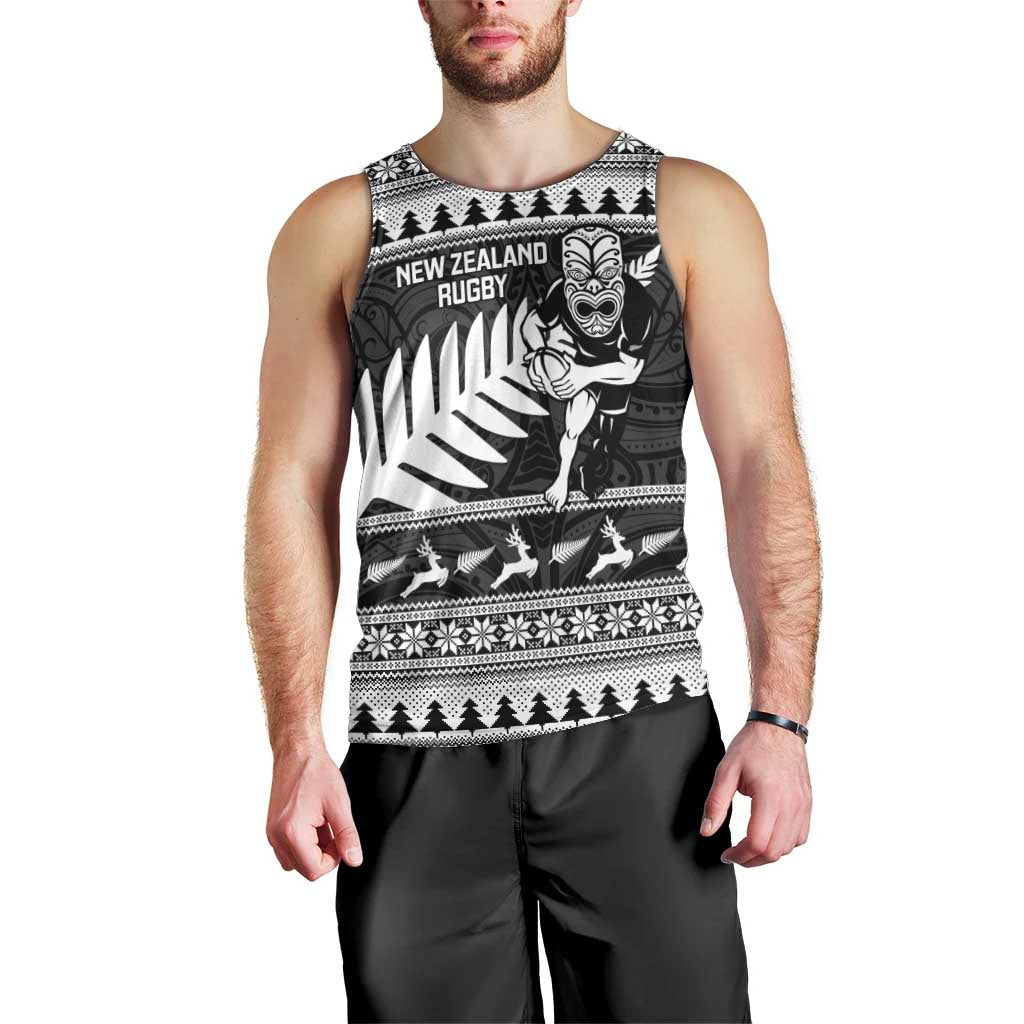 New Zealand Christmas Rugby Personalised Men Tank Top Meri Kirihimete All Black Maori - Aussie Hoodie