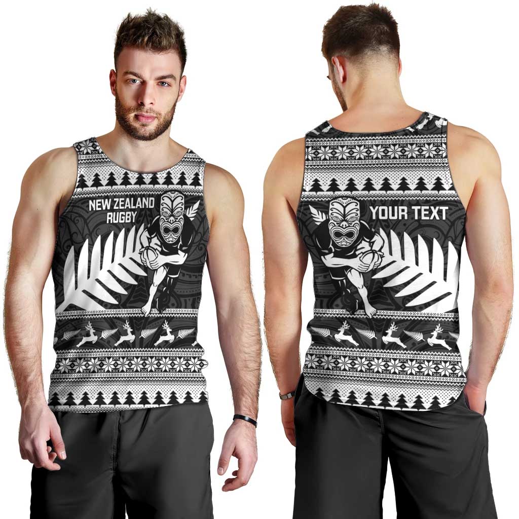 New Zealand Christmas Rugby Personalised Men Tank Top Meri Kirihimete All Black Maori - Aussie Hoodie