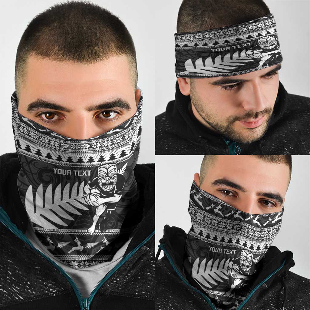 New Zealand Christmas Rugby Personalised Neck Gaiter Meri Kirihimete All Black Maori - Aussie Hoodie