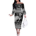 New Zealand Christmas Rugby Personalised Off The Shoulder Long Sleeve Dress Meri Kirihimete All Black Maori - Aussie Hoodie