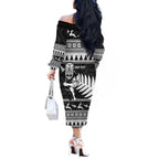 New Zealand Christmas Rugby Personalised Off The Shoulder Long Sleeve Dress Meri Kirihimete All Black Maori - Aussie Hoodie