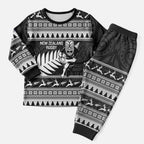 New Zealand Christmas Rugby Personalised Christmas Pajama Set Meri Kirihimete All Black Maori - Aussie Hoodie