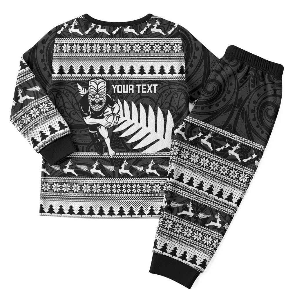 New Zealand Christmas Rugby Personalised Christmas Pajama Set Meri Kirihimete All Black Maori - Aussie Hoodie