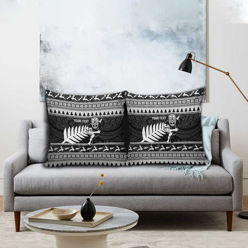 New Zealand Christmas Rugby Personalised Pillow Cover Meri Kirihimete All Black Maori - Aussie Hoodie