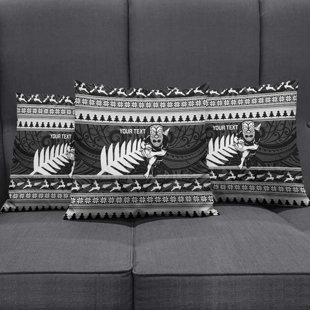 New Zealand Christmas Rugby Personalised Pillow Cover Meri Kirihimete All Black Maori - Aussie Hoodie