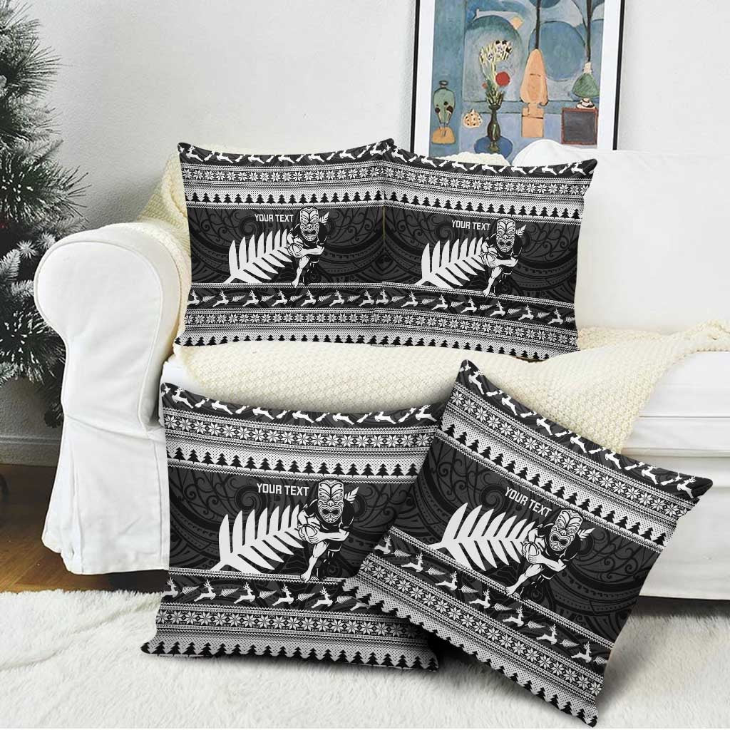 New Zealand Christmas Rugby Personalised Pillow Cover Meri Kirihimete All Black Maori - Aussie Hoodie