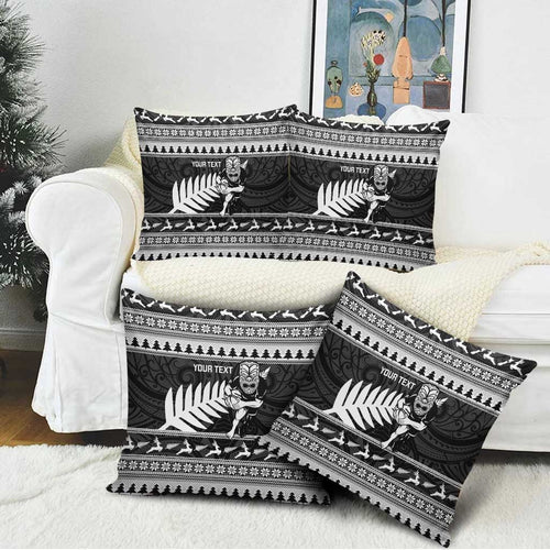 New Zealand Christmas Rugby Personalised Pillow Cover Meri Kirihimete All Black Maori - Aussie Hoodie