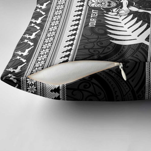 New Zealand Christmas Rugby Personalised Pillow Cover Meri Kirihimete All Black Maori - Aussie Hoodie