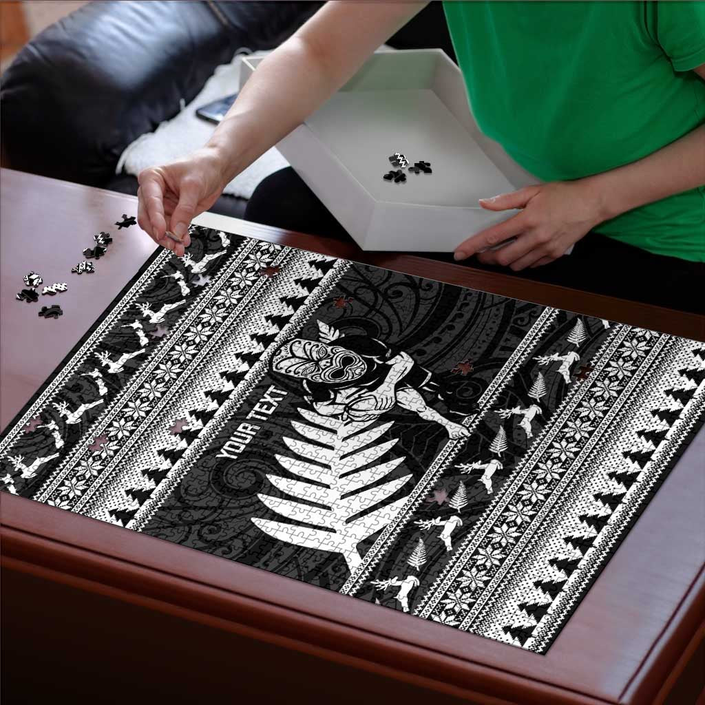 New Zealand Christmas Rugby Personalised Puzzle Meri Kirihimete All Black Maori - Aussie Hoodie