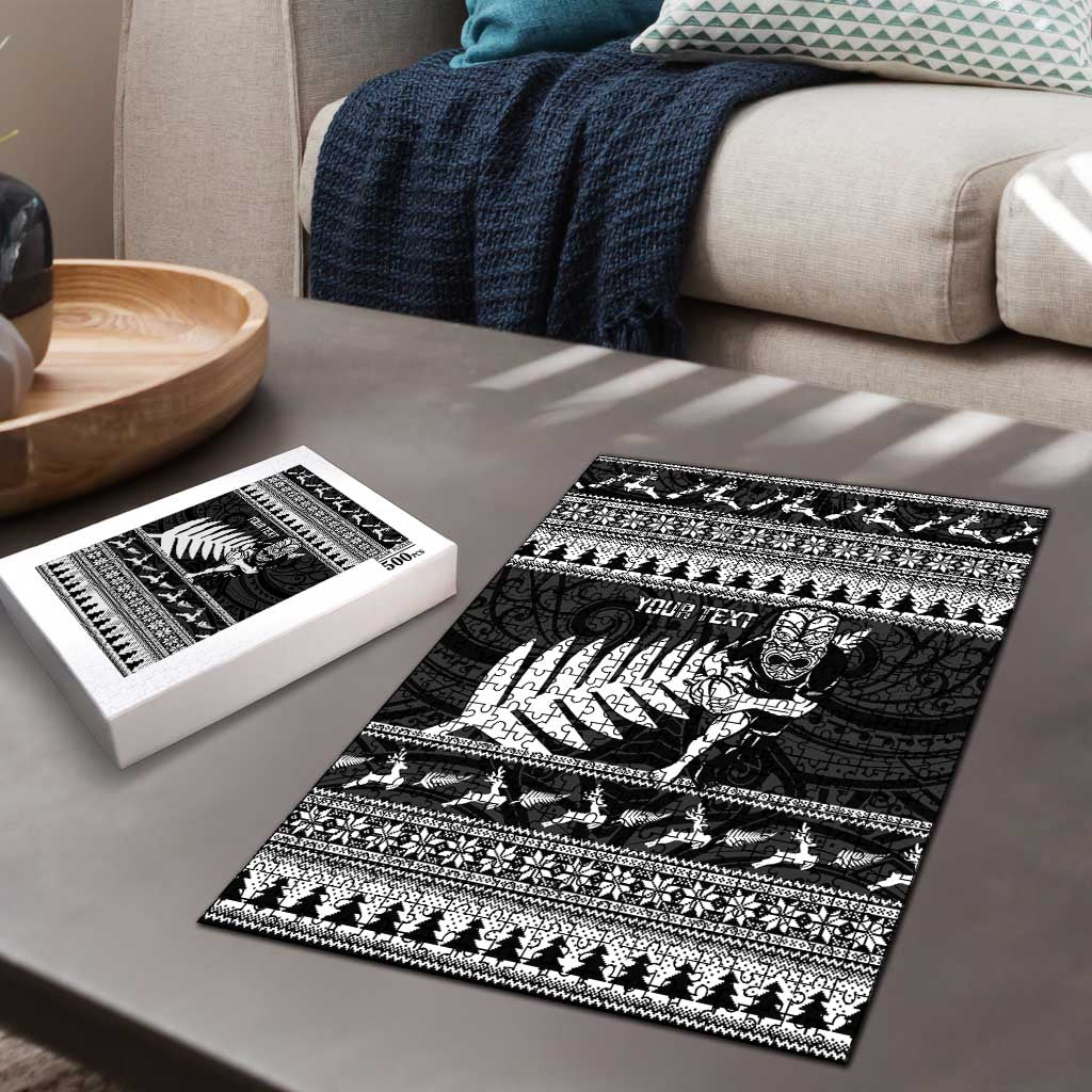 New Zealand Christmas Rugby Personalised Puzzle Meri Kirihimete All Black Maori - Aussie Hoodie