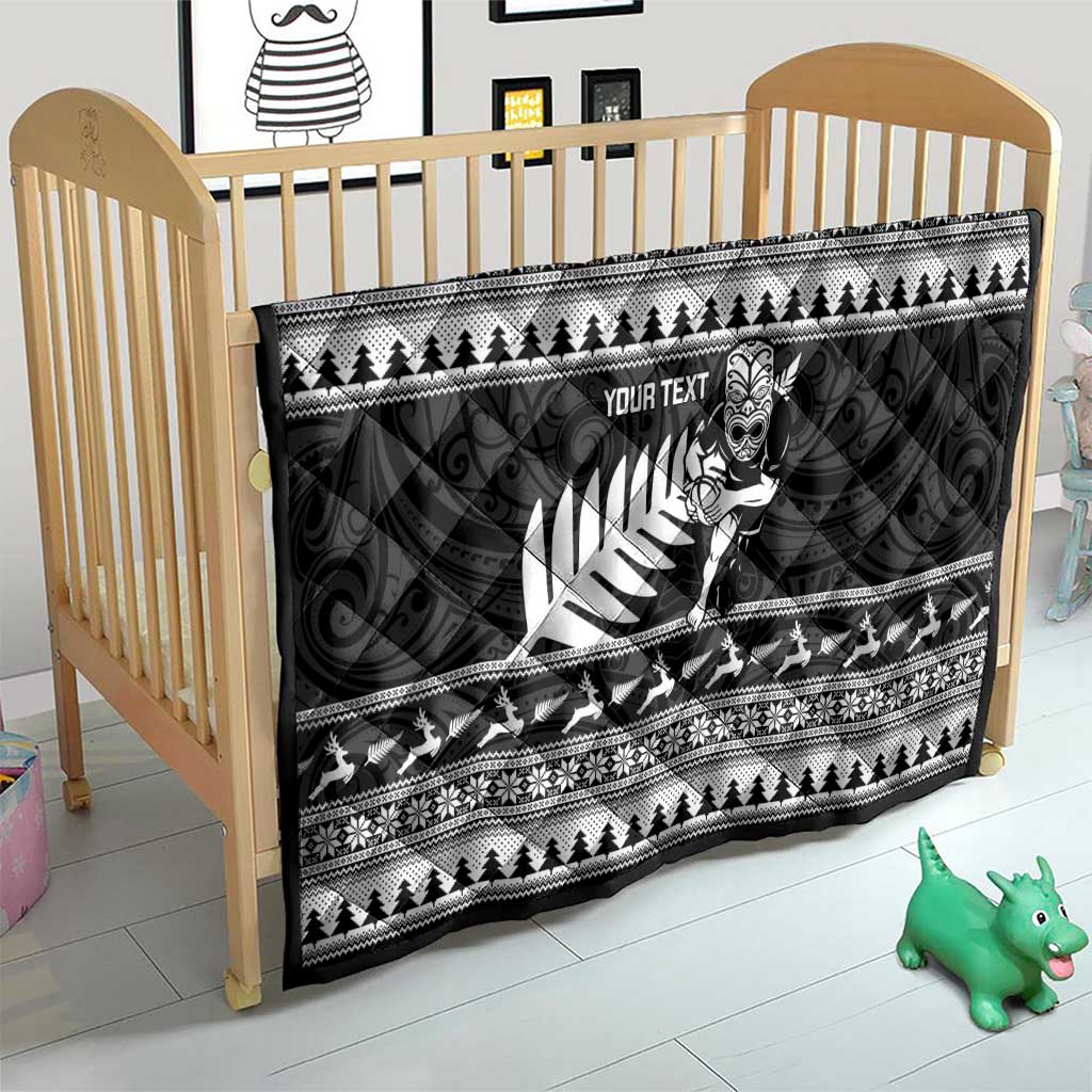 New Zealand Christmas Rugby Personalised Quilt Meri Kirihimete All Black Maori - Aussie Hoodie