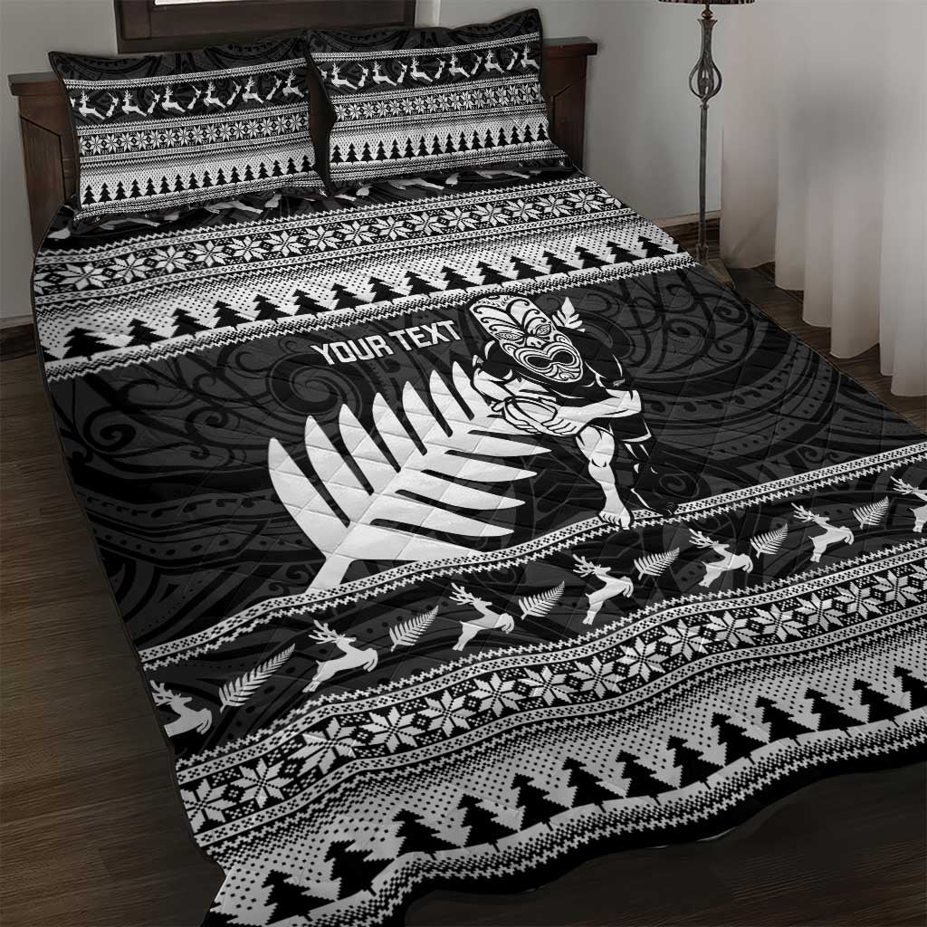 New Zealand Christmas Rugby Personalised Quilt Bed Set Meri Kirihimete All Black Maori - Aussie Hoodie