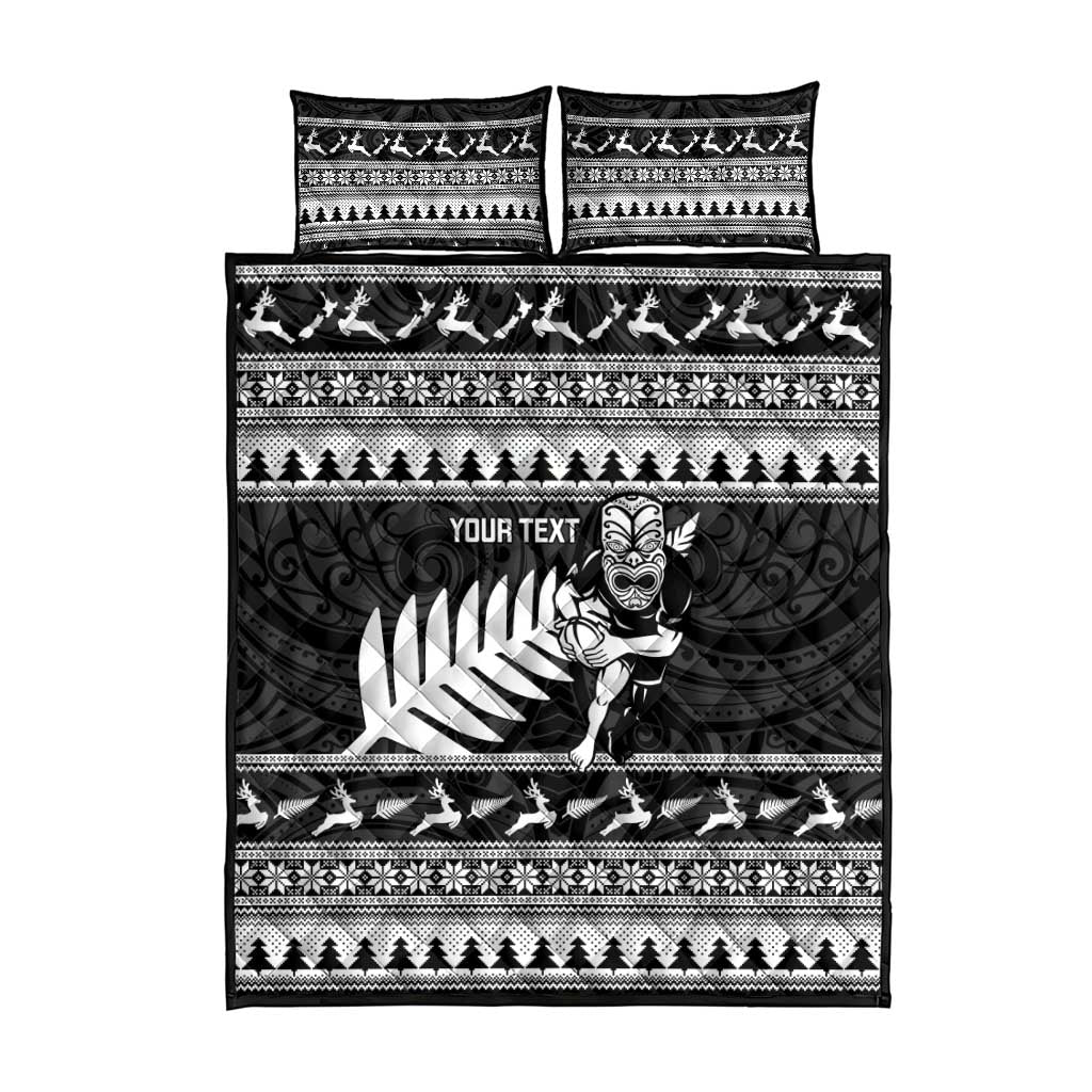 New Zealand Christmas Rugby Personalised Quilt Bed Set Meri Kirihimete All Black Maori - Aussie Hoodie
