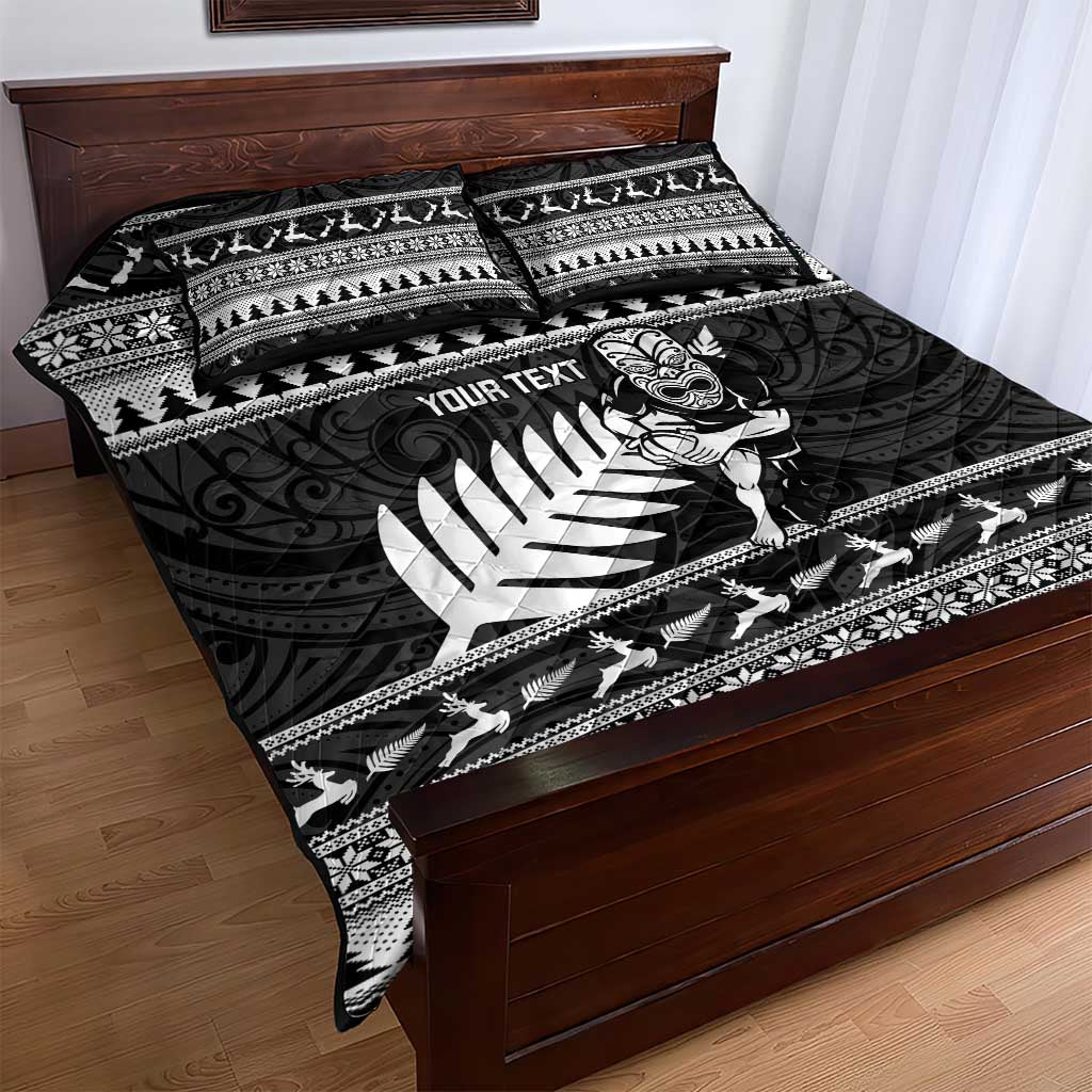 New Zealand Christmas Rugby Personalised Quilt Bed Set Meri Kirihimete All Black Maori - Aussie Hoodie