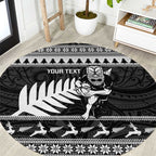 New Zealand Christmas Rugby Personalised Round Carpet Meri Kirihimete All Black Maori - Aussie Hoodie