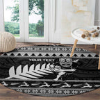 New Zealand Christmas Rugby Personalised Round Carpet Meri Kirihimete All Black Maori - Aussie Hoodie