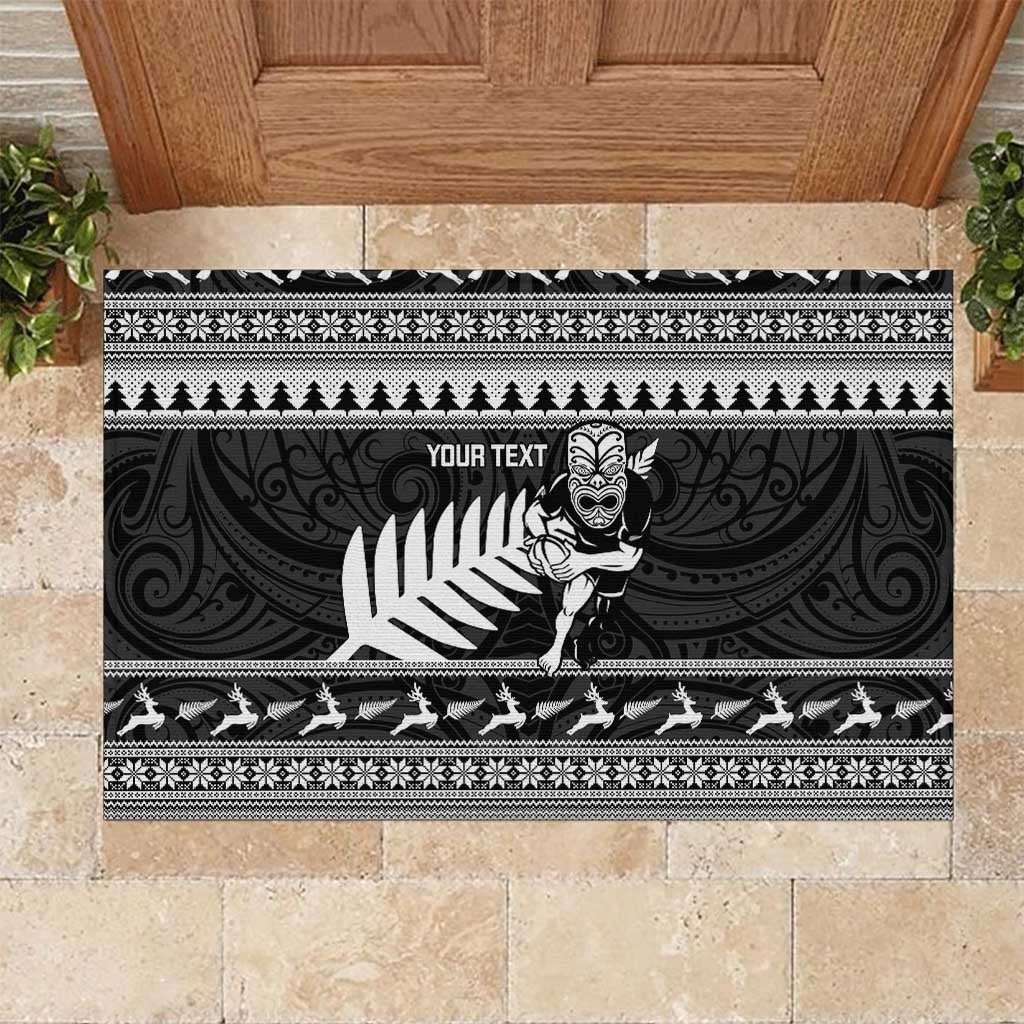 New Zealand Christmas Rugby Personalised Rubber Doormat Meri Kirihimete All Black Maori - Aussie Hoodie