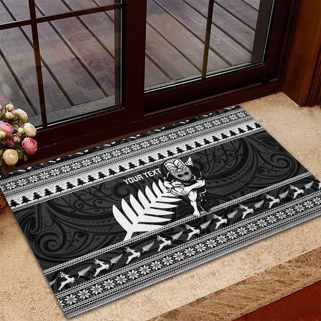 New Zealand Christmas Rugby Personalised Rubber Doormat Meri Kirihimete All Black Maori - Aussie Hoodie