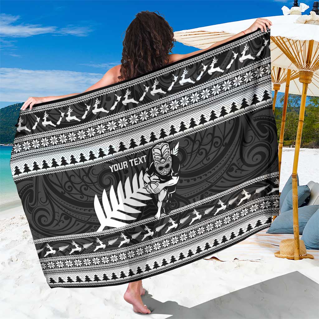 New Zealand Christmas Rugby Personalised Sarong Meri Kirihimete All Black Maori - Aussie Hoodie