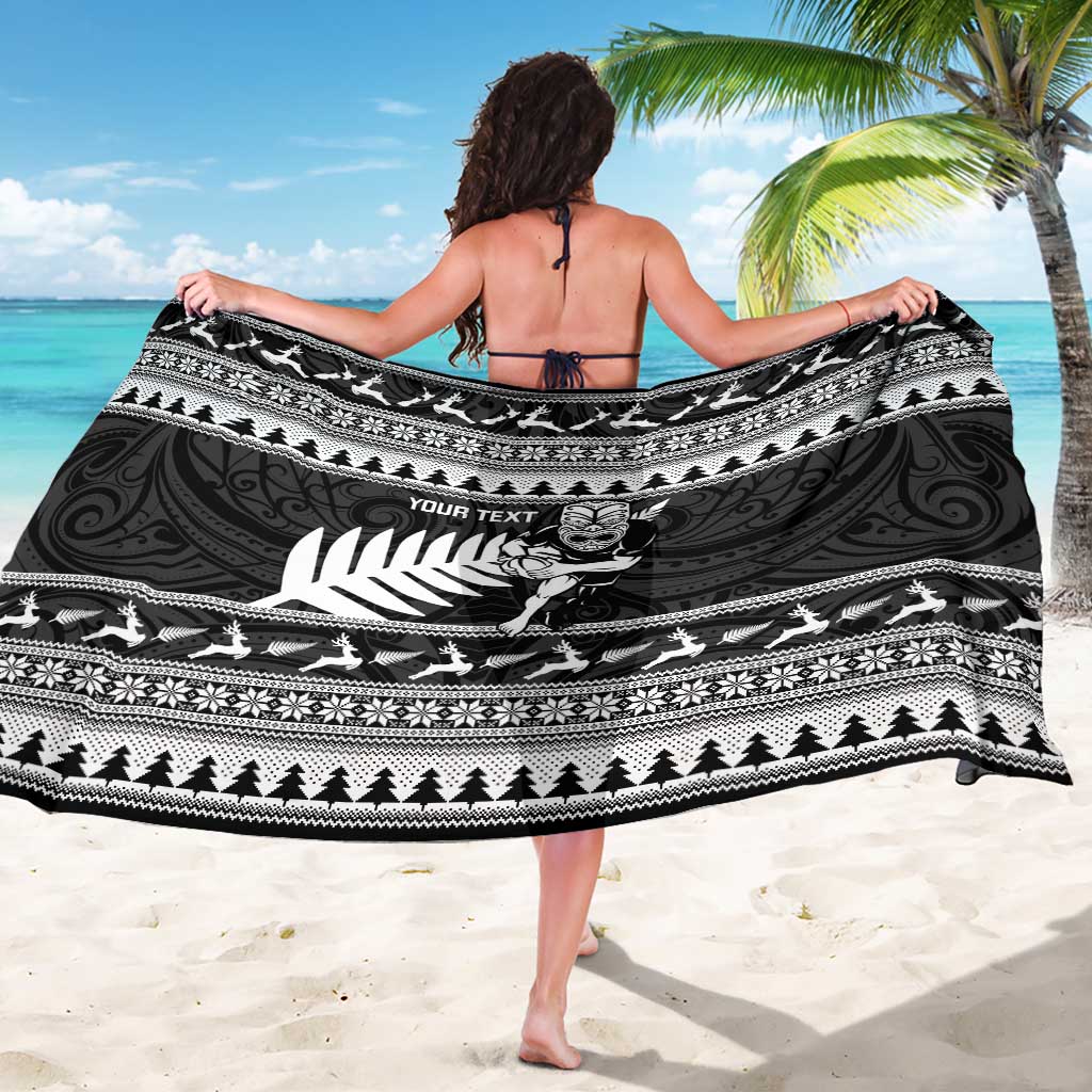 New Zealand Christmas Rugby Personalised Sarong Meri Kirihimete All Black Maori - Aussie Hoodie
