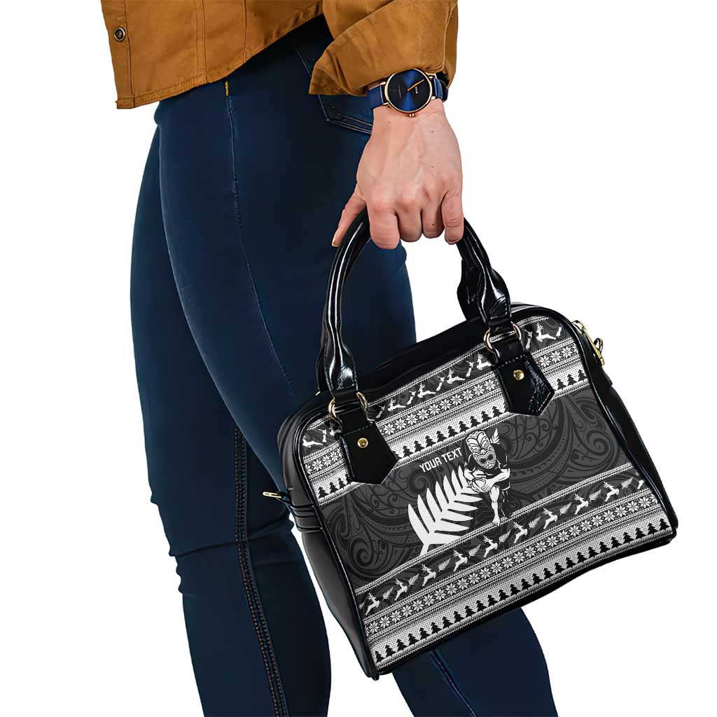 New Zealand Christmas Rugby Personalised Shoulder Handbag Meri Kirihimete All Black Maori - Aussie Hoodie