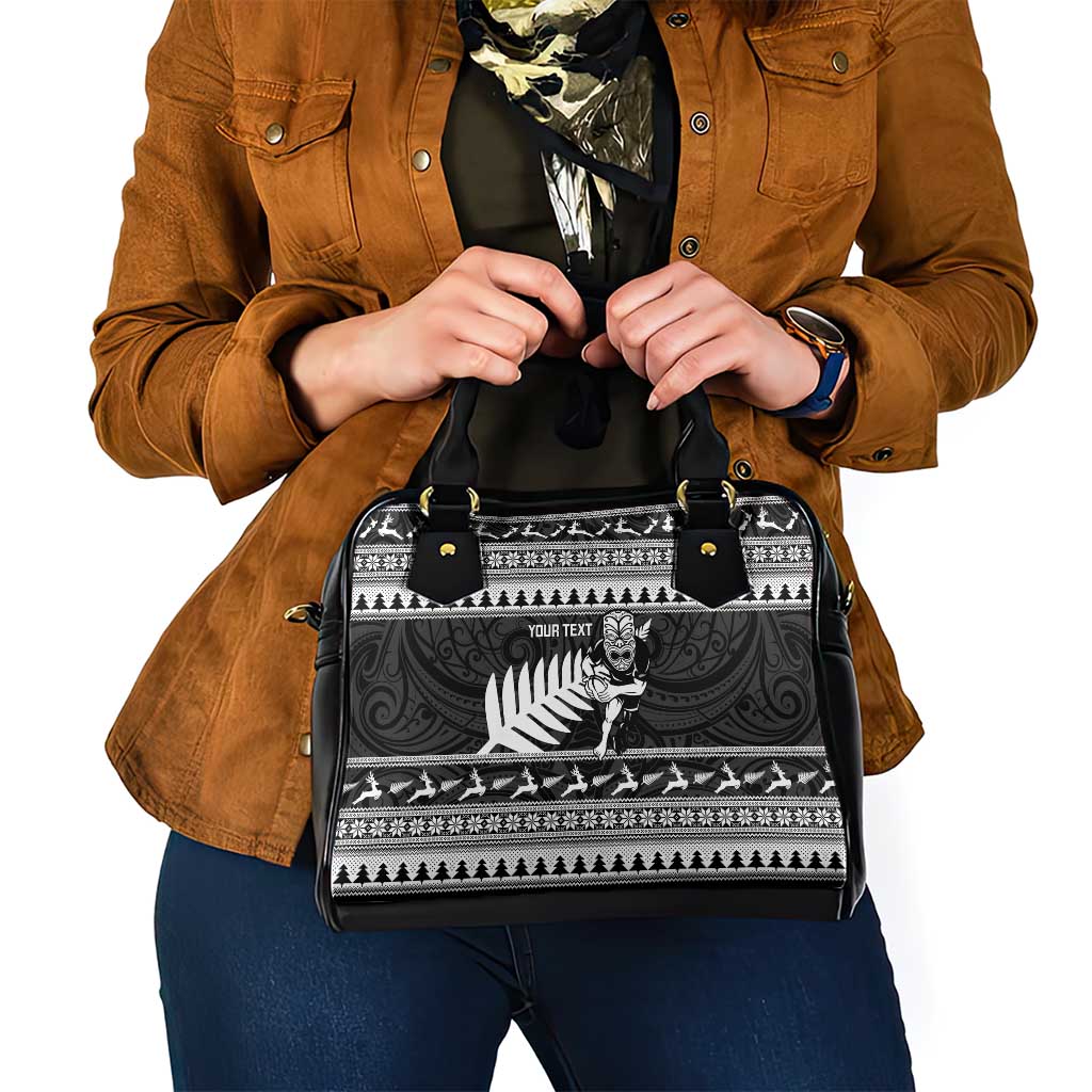 New Zealand Christmas Rugby Personalised Shoulder Handbag Meri Kirihimete All Black Maori - Aussie Hoodie