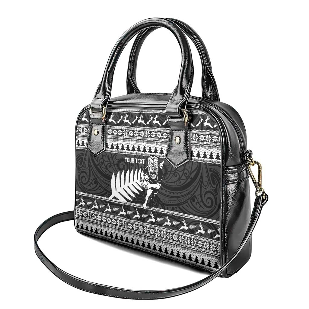 New Zealand Christmas Rugby Personalised Shoulder Handbag Meri Kirihimete All Black Maori - Aussie Hoodie