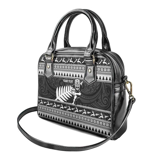 New Zealand Christmas Rugby Personalised Shoulder Handbag Meri Kirihimete All Black Maori - Aussie Hoodie