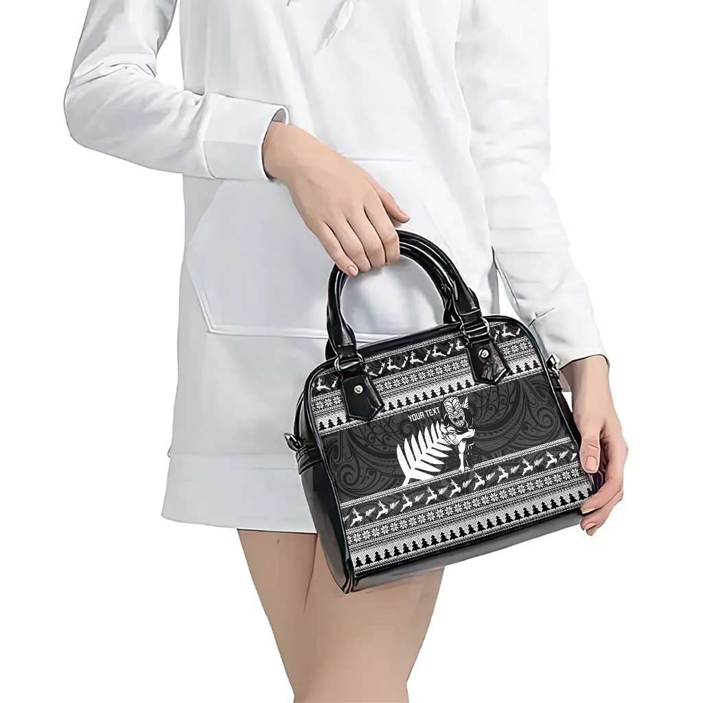 New Zealand Christmas Rugby Personalised Shoulder Handbag Meri Kirihimete All Black Maori - Aussie Hoodie