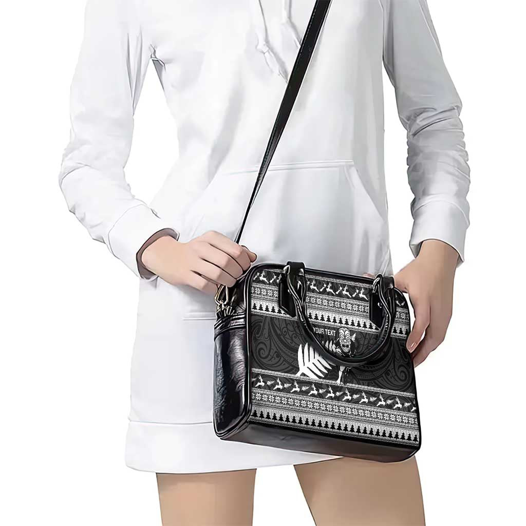 New Zealand Christmas Rugby Personalised Shoulder Handbag Meri Kirihimete All Black Maori - Aussie Hoodie