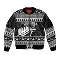 New Zealand Christmas Rugby Personalised Sleeve Zip Bomber Jacket Meri Kirihimete All Black Maori - Aussie Hoodie