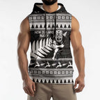 New Zealand Christmas Rugby Personalised Sleeveless Hoodie Meri Kirihimete All Black Maori - Aussie Hoodie