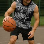 New Zealand Christmas Rugby Personalised Sleeveless Hoodie Meri Kirihimete All Black Maori - Aussie Hoodie
