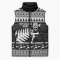 New Zealand Christmas Rugby Personalised Sleeveless Puffer Jacket Meri Kirihimete All Black Maori - Aussie Hoodie