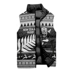 New Zealand Christmas Rugby Personalised Sleeveless Puffer Jacket Meri Kirihimete All Black Maori - Aussie Hoodie