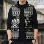 New Zealand Christmas Rugby Personalised Sleeveless Puffer Jacket Meri Kirihimete All Black Maori - Aussie Hoodie
