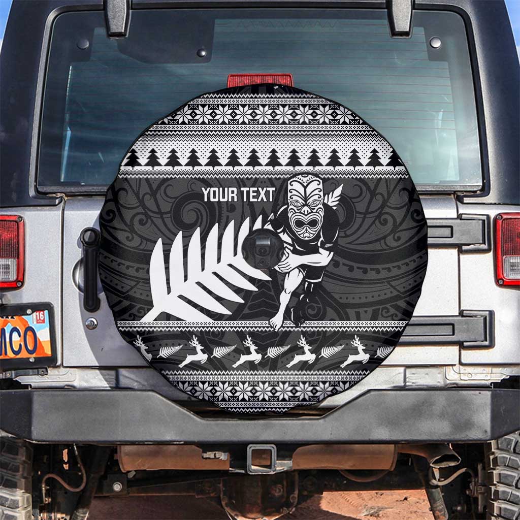 New Zealand Christmas Rugby Personalised Spare Tire Cover Meri Kirihimete All Black Maori - Aussie Hoodie