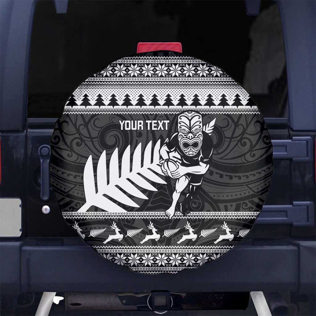New Zealand Christmas Rugby Personalised Spare Tire Cover Meri Kirihimete All Black Maori - Aussie Hoodie