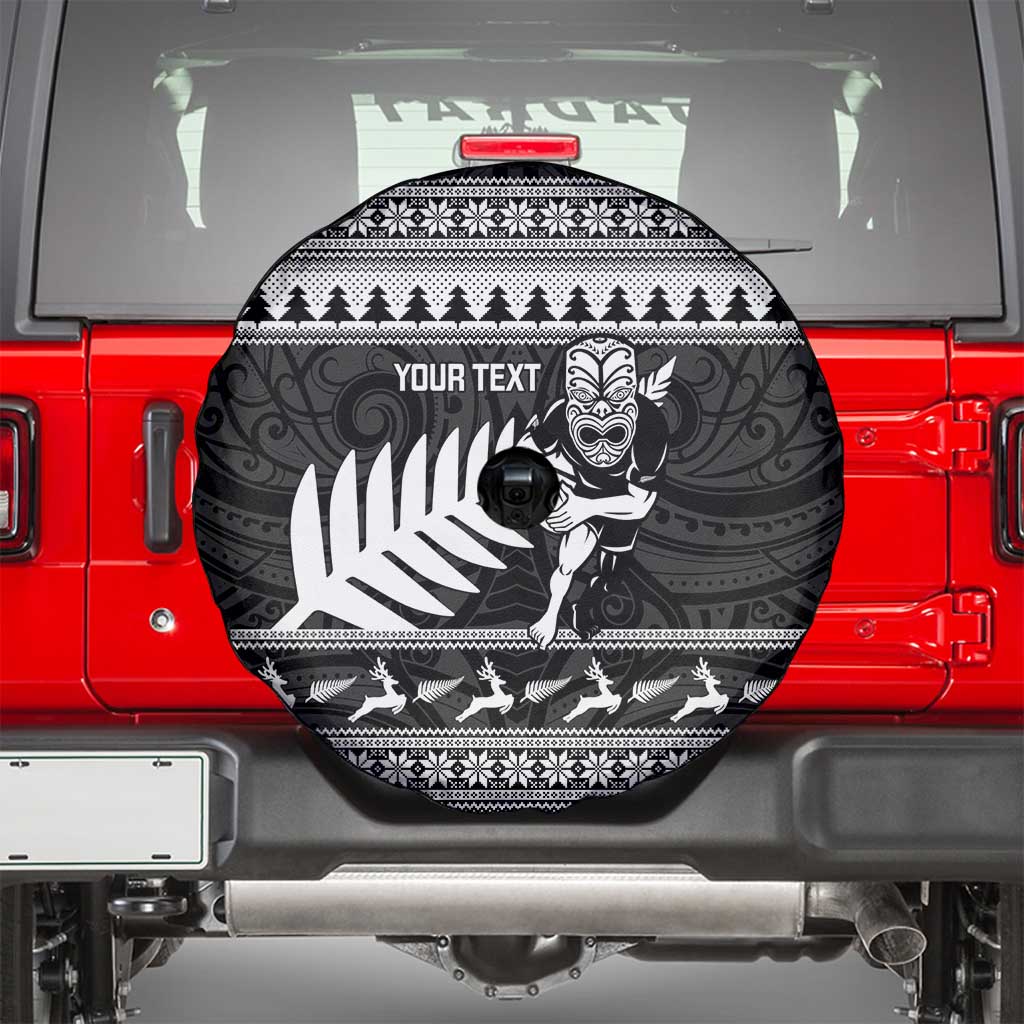 New Zealand Christmas Rugby Personalised Spare Tire Cover Meri Kirihimete All Black Maori - Aussie Hoodie