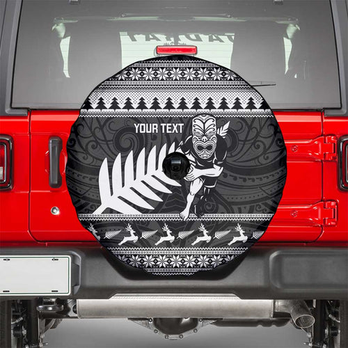 New Zealand Christmas Rugby Personalised Spare Tire Cover Meri Kirihimete All Black Maori - Aussie Hoodie