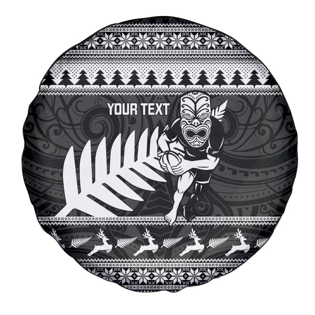New Zealand Christmas Rugby Personalised Spare Tire Cover Meri Kirihimete All Black Maori - Aussie Hoodie