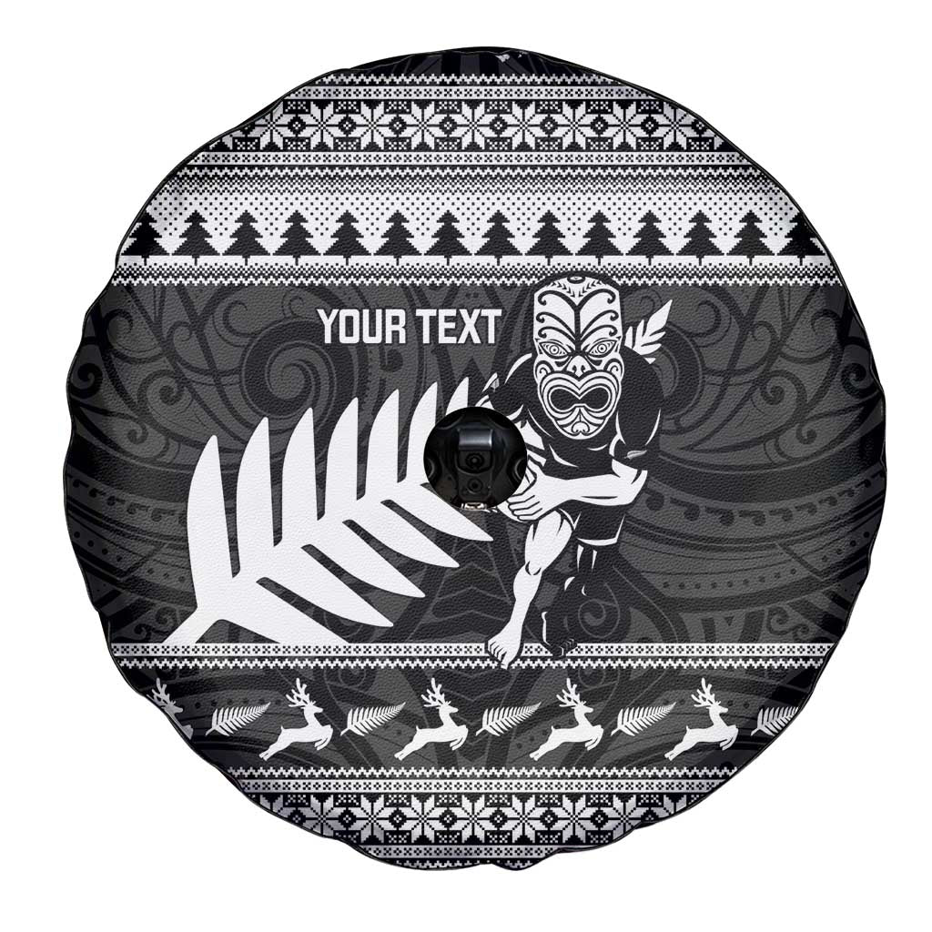 New Zealand Christmas Rugby Personalised Spare Tire Cover Meri Kirihimete All Black Maori - Aussie Hoodie