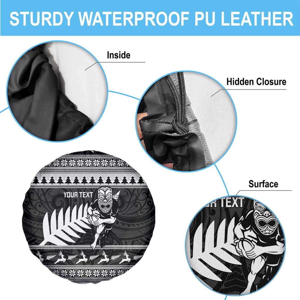 New Zealand Christmas Rugby Personalised Spare Tire Cover Meri Kirihimete All Black Maori - Aussie Hoodie