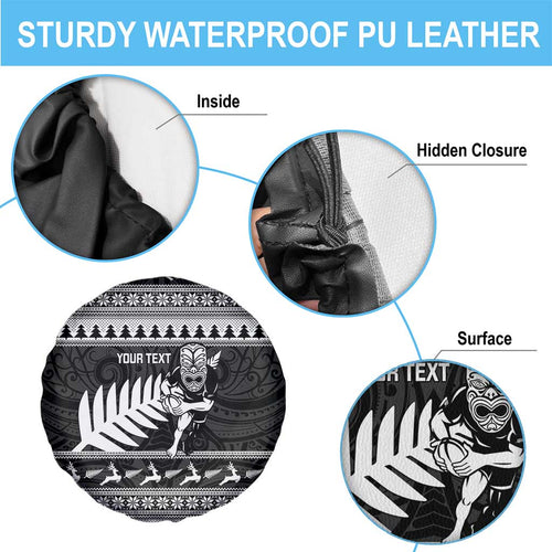 New Zealand Christmas Rugby Personalised Spare Tire Cover Meri Kirihimete All Black Maori - Aussie Hoodie