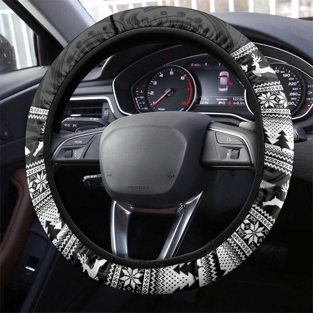 New Zealand Christmas Rugby Steering Wheel Cover Meri Kirihimete All Black Maori - Aussie Hoodie
