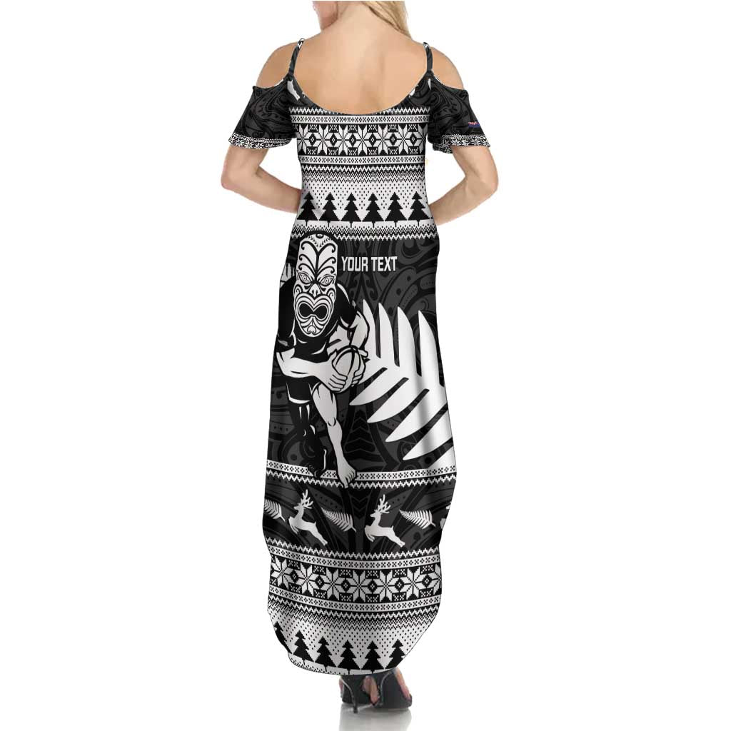 New Zealand Christmas Rugby Personalised Summer Maxi Dress Meri Kirihimete All Black Maori - Aussie Hoodie