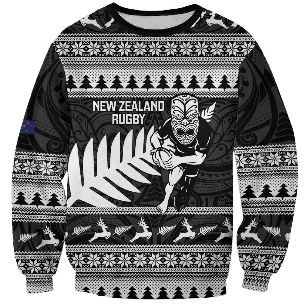 New Zealand Christmas Rugby Personalised Sweatshirt Meri Kirihimete All Black Maori - Aussie Hoodie